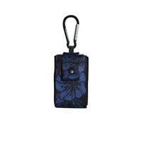 Ultra-compact insulin pump pouch with carabiner, featuring floral pattern, for Tandem Mobi and t:slim X2.