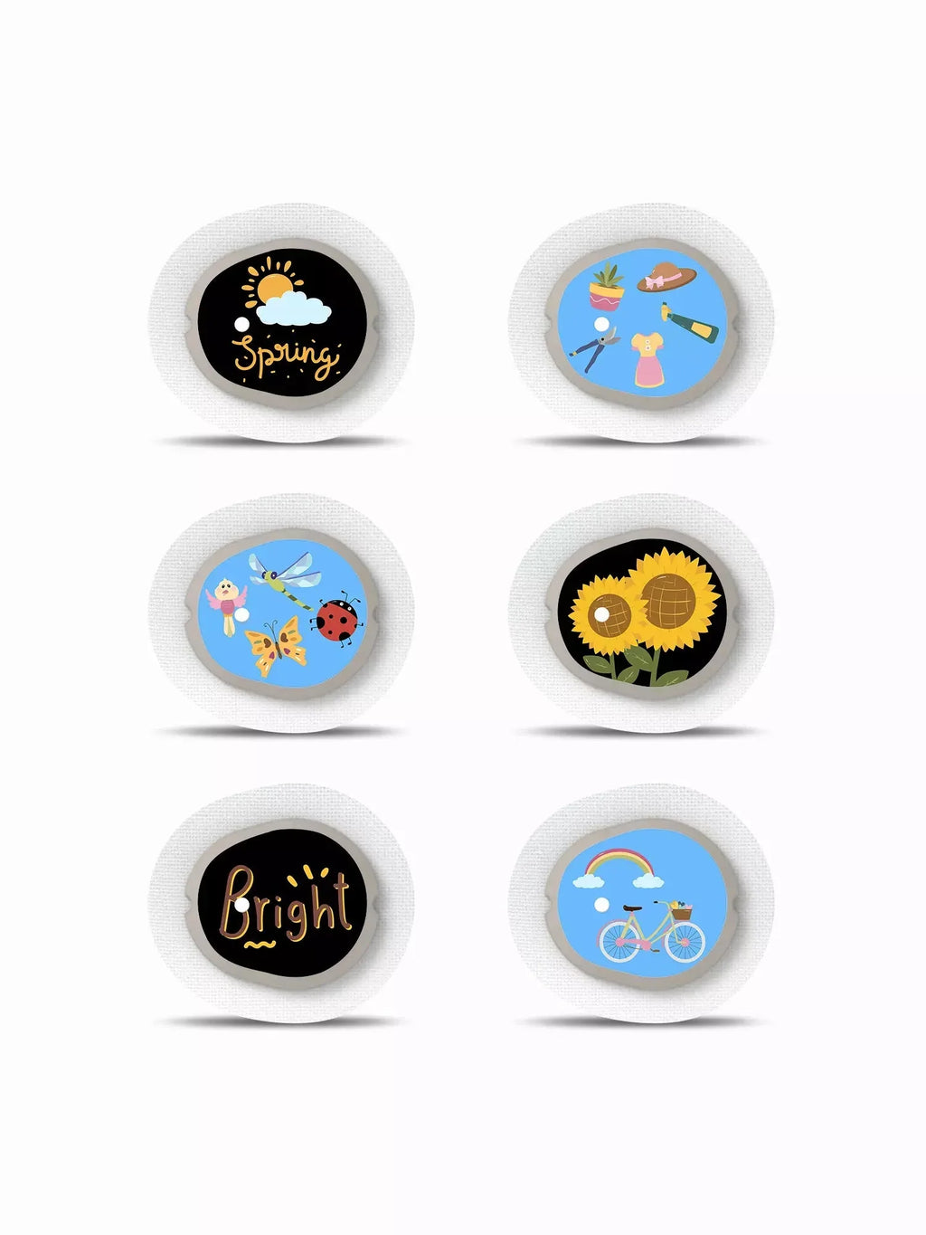Floral Dexcom G7 CGM Sensor Stickers Spring Edition, set of 6.