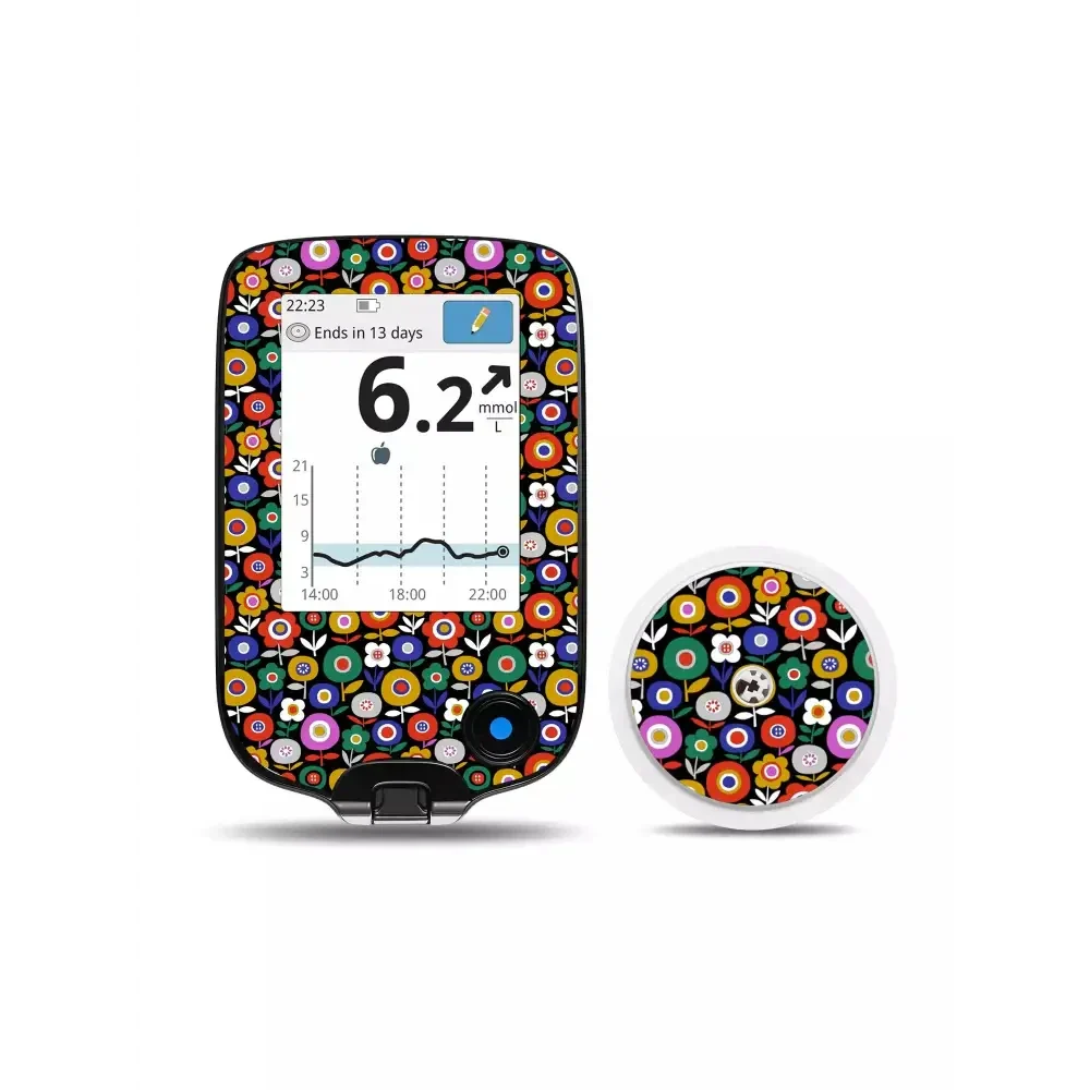 Floral Freestyle Libre Reader and Sensor Stickers, Spring Edition, water-resistant.