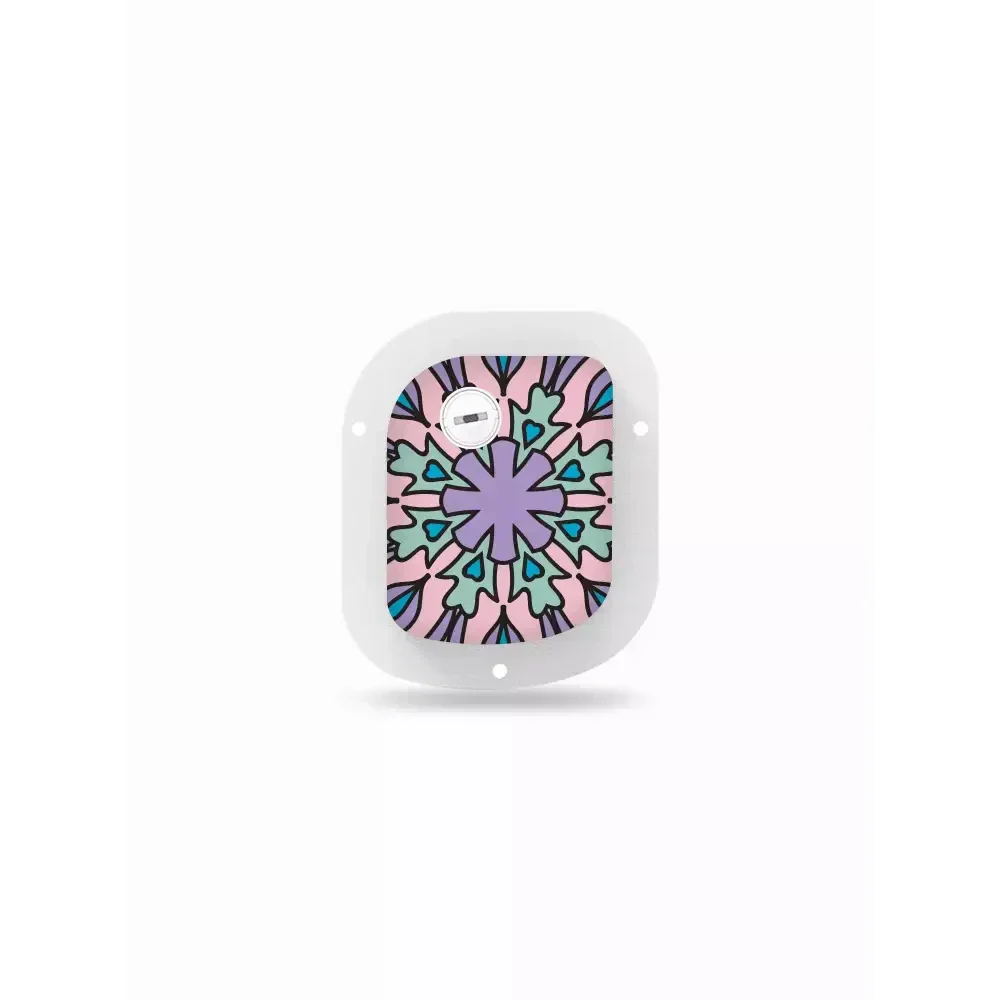Colorful mandala sticker designed for GlucoMen Day Patch Pump with secure, lasting hold