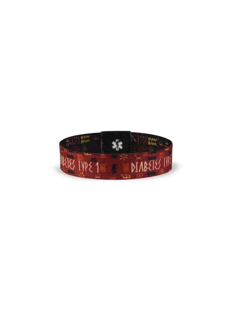 Reversible Diabetes Awareness Wristband with "Diabetes Type 1" message in stylish design.