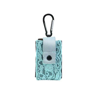 Neon lace insulin pump pouch with carabiner attachment.