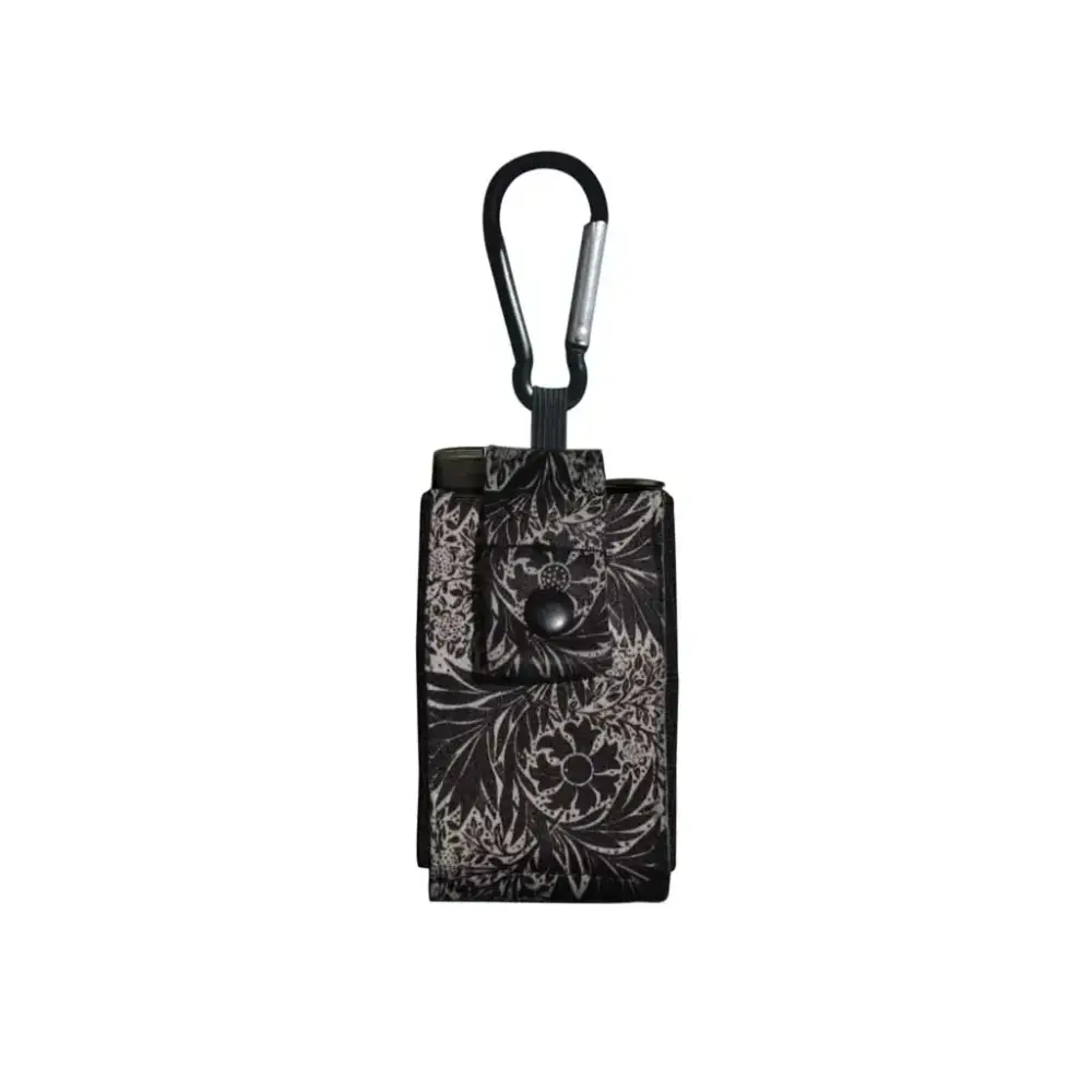 Universal Dia-Mini Pouch for insulin pump with carabiner attachment and floral design.