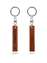 type 1 diabetes wooden keychain awareness design compact accessory for keys and diabetes identity